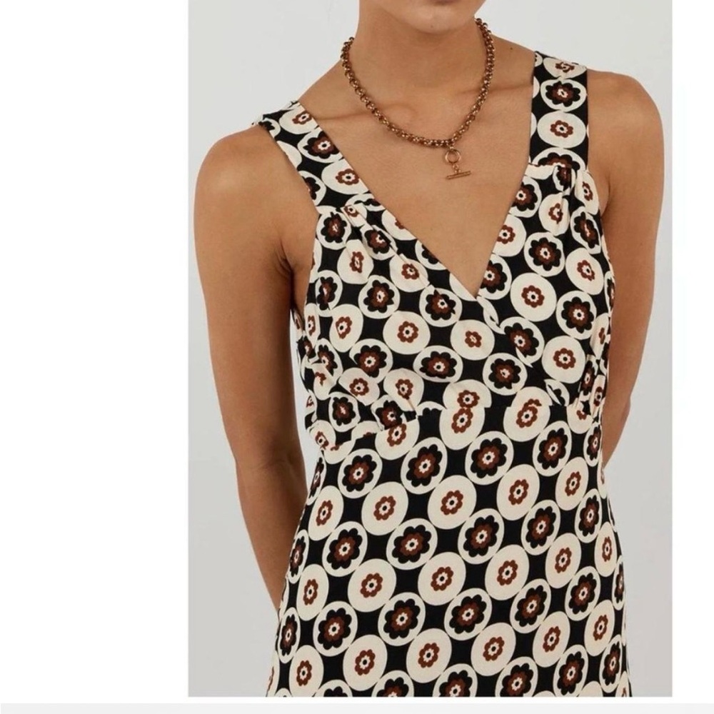 DISSH Black and Cream Floral Midi Dress